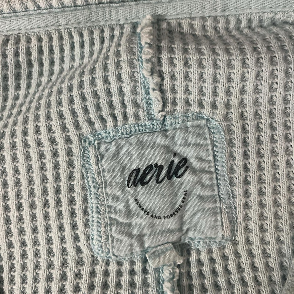 Aerie Soft Blue Textured Knit Top